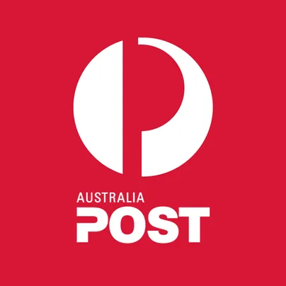 Red and white Australia Post logo.