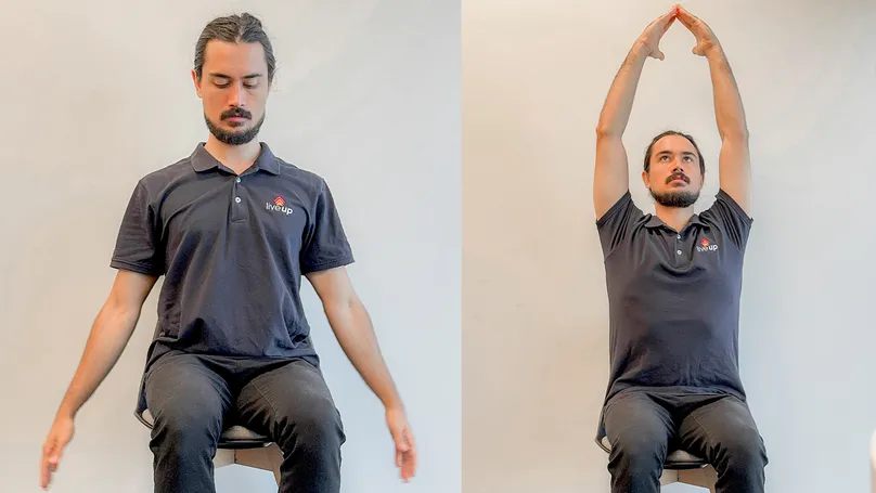 Image of man doing seated chair warrior