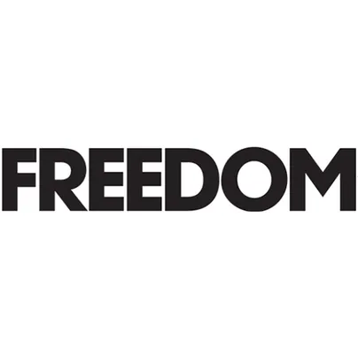 Freedom furniture black and white logo.