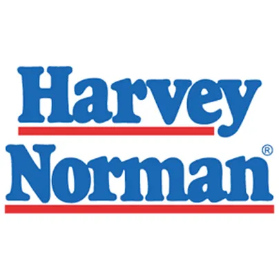 Blue and white Harvey Norman logo.