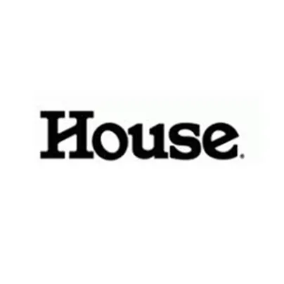 Black and white house logo.