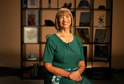 Portrait of Jill smiling.