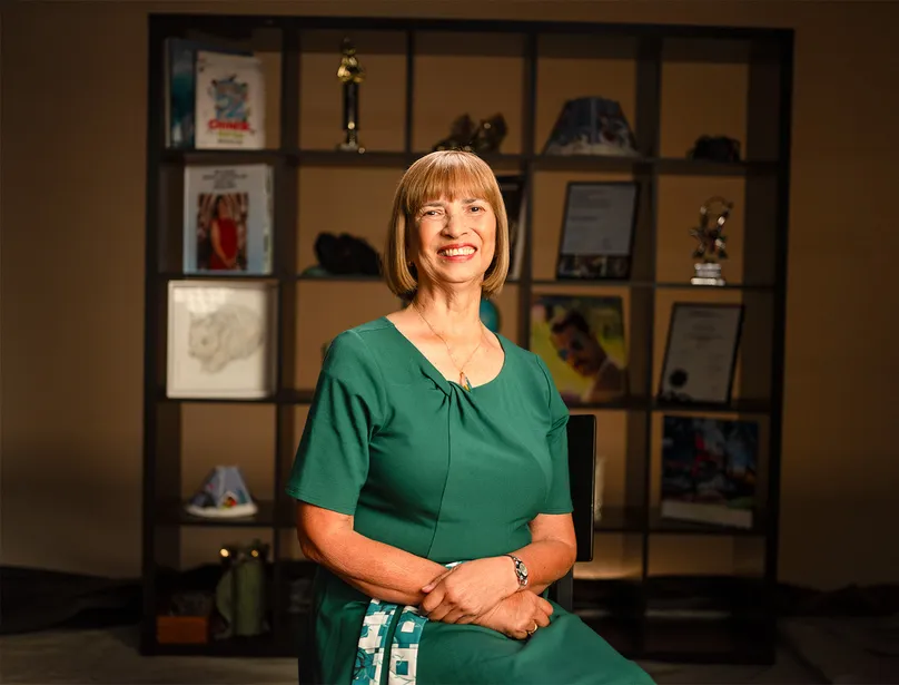 Portrait of Jill smiling.