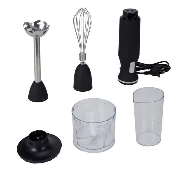 A stand mixer with chopper set from Kmart.