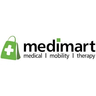 Green and black medimart logo.