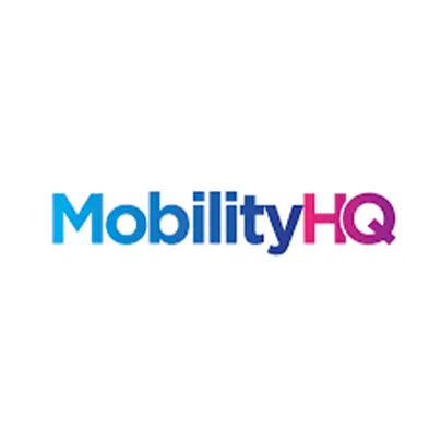 Blue and pink mobility hq logo.