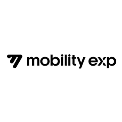 Black and white Mobility EXP logo.