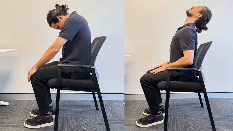 man sitting doing cow stretch