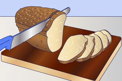 knife slicing bread illustration