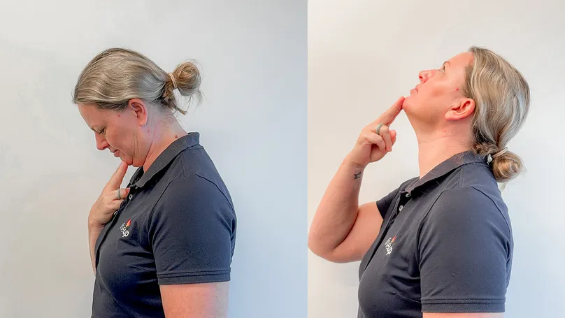 woman doing neck push forward and back