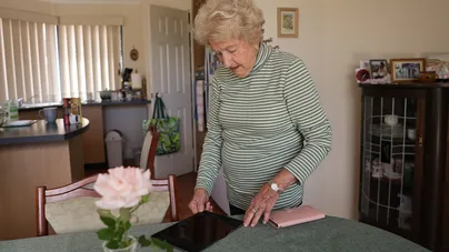 Older woman using ipad