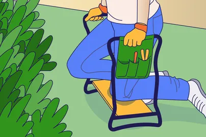 kneeling stool in the garden illustration