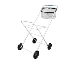 A wire laundry trolley. 