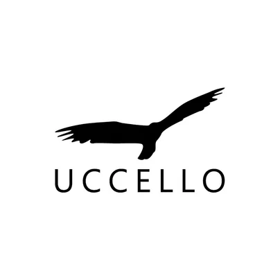 Black and white Uccello logo.